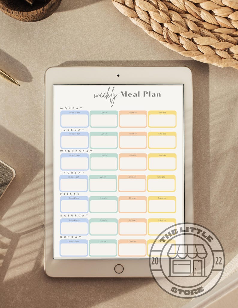 Weekly Meal Planner Printable - Meal Prep & Snack Organizer Template ...