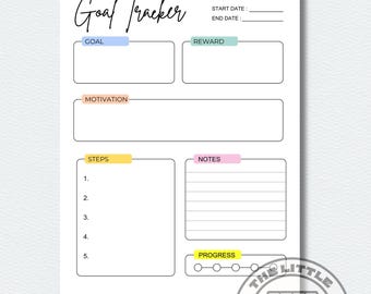 Goal Tracker - PRINTABLE Journal Page - Monthly Tracker - Monthly Goal Tracker - Printable Planner Page