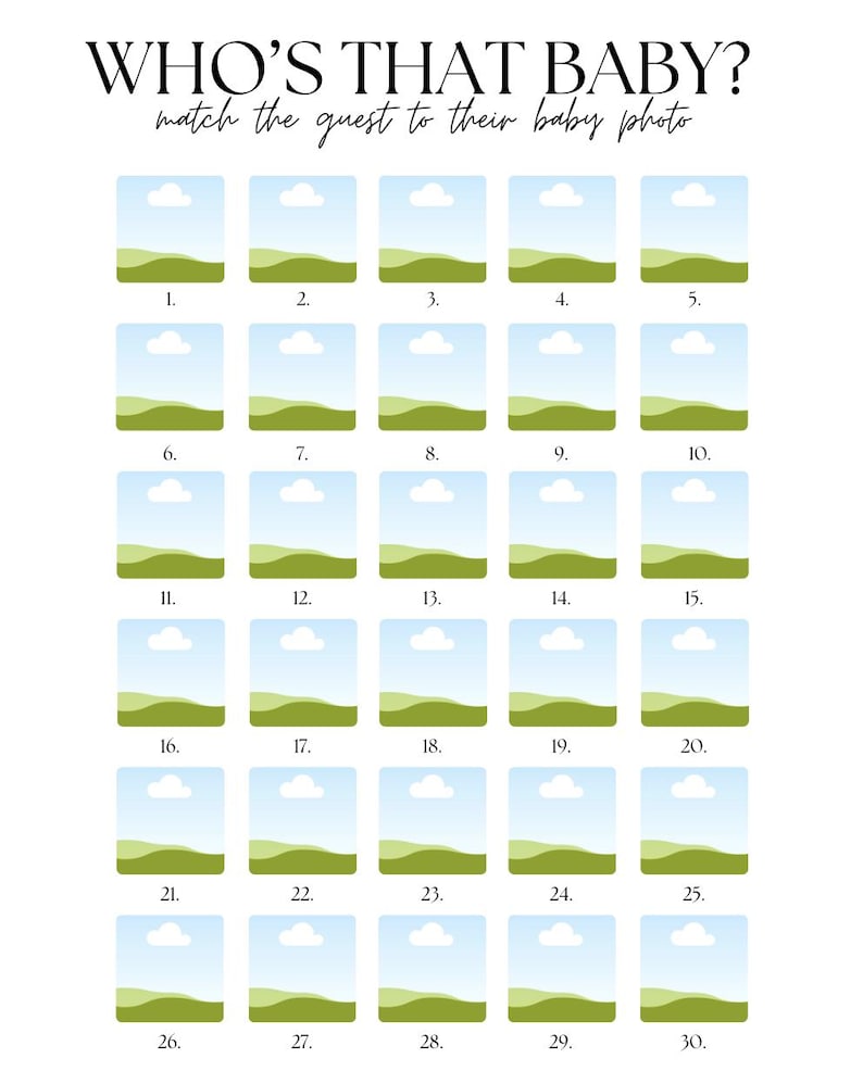 WHO'S THAT BABY? Baby Shower Game, editable template! image 8