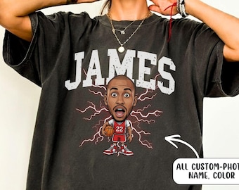 Custom Basketball Player Cartoon Name Comfort Color Shirt, Fun Personalized Game Day Mom Dad T-Shirt, Personalized Caricature Team name Gift