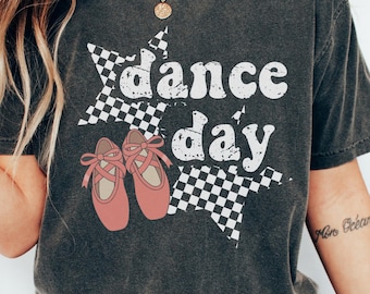 Dance Day Comfort Colors Shirt, Checkered Dance mom Tee, Ballet Dance mommy T-shirt, Dance Competition Gift