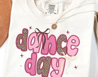 Leopard Dance Day Comfort Colors Shirt, Glitter Dance mom Tee, Coquette Dancer mommy T-shirt, Dance Competition Gift
