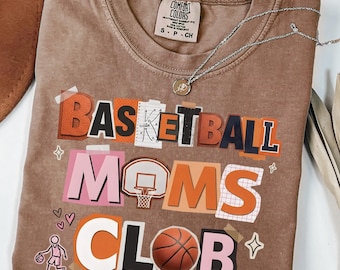 Basketball Moms Club Comfort Colors® T-Shirt, Gameday Doodle Basketball Tee, Trendy Women's Basketball Shirt, Sports Mom Shirt, Game Day Tee