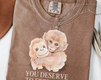 Monkey Punch Comfort Colors® Shirt, Monkey Punch Graphic Tee, Baby Monkey Plush Top, Mothers Day Tee, Animal Lover Mother Gift Cute Cozy Mom