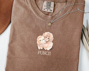 Monkey Punch Comfort Colors® Shirt, Monkey Punch Graphic Tee, Baby Monkey Plush Top, Mothers Day Tee, Animal Lover Mother Gift Cute Cozy Mom