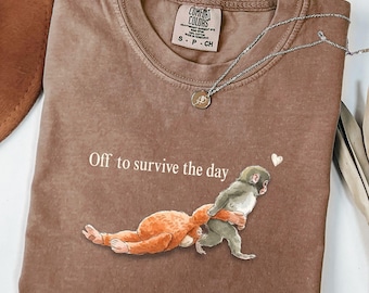Off to Monkey Punch Comfort Colors® Shirt, Monkey Punch Graphic Tee, Baby Monkey Plush Top, Mothers Day Tee, Animal Lover Mother Gift
