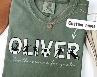 Custom name Soccer Mom Shirt, Comfort Colors® Soccer Mom Shirt, Personalized Sport Soccer Tee, Custom Futbol Gifts, Gameday Soccer