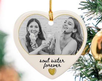 Personalized Best Friend or Sister Photo Ornament, Custom Besties Portrait Keepsake, Friendship Gift For Bestie, Valentines day gift