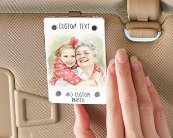 Personalized Memorial Photo Car Visor Clip Mom Dad, Custom Remembrance Gift, Sympathy Gift For Loss Of Loved Ones, In Loving Memory Keepsake