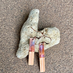 Handcrafted Enamel and Copper Earrings, Sunset, Pastel, GIfts for her