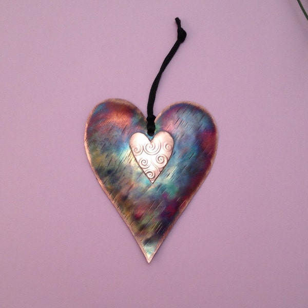 Handcrafted Copper Heart Ornament, Love, Friendship, Wedding, Anniversary, Valentine,