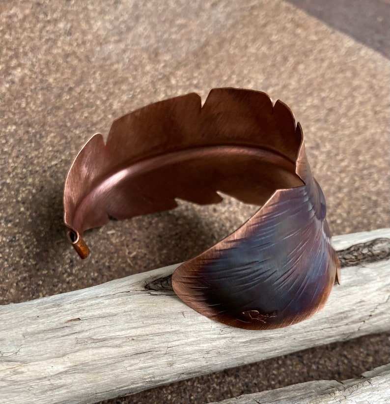 Hammered Copper Feather Cuff image 2