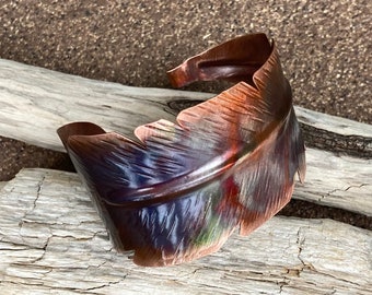 Hammered Copper Feather Cuff