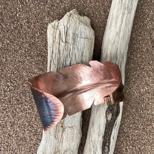 Hammered Copper Feather Cuff image 3