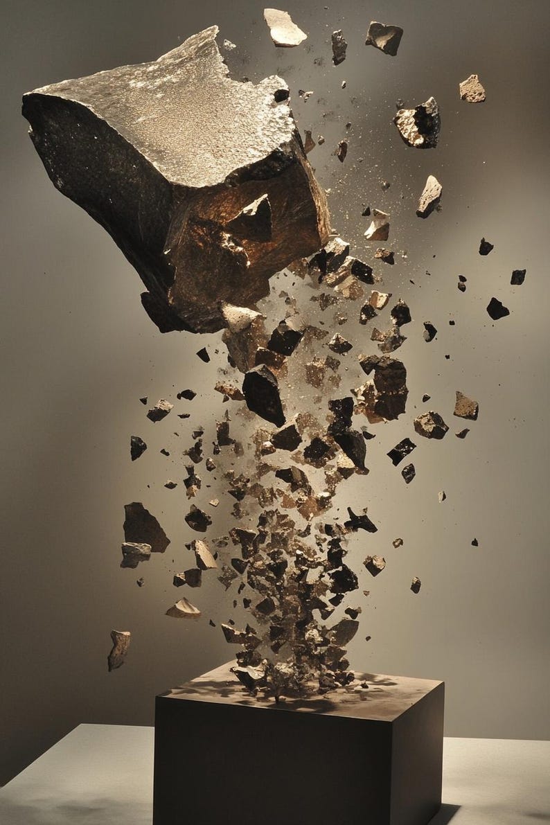 Sculpture Exploding Abstract Stone Bust Canvas Art: Modern Earthy Tones Decor - Etsy