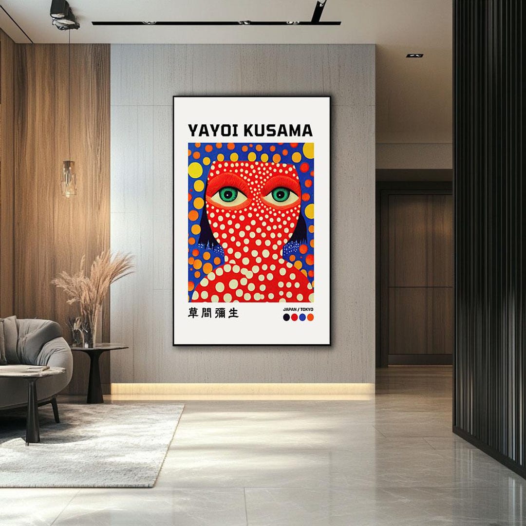Yayoi Kusama Inspired Art Print: Surreal Polka Dot Portrait - Etsy