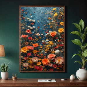 Floral Wall Art, Colorful Botanical Canvas, Wildflower Wall Decor, Nature Flower Print, Abstract Garden Art, Vibrant Canvas Print