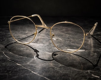 Vintage Style Gold Oval Metal Frame Glasses| Clear Lens