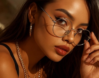 Vintage Style Round Metallic Metal Glasses- Clear Lens Glasses| Thin Frame Glasses| Minimalist Glasses| Aesthetic Glasses|