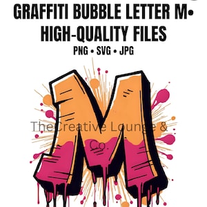 Bubble Buchstabe M PNG SVG JPG - Retro Graffiti Schrift Clipart, Buchstabengrafik für Logos & Branding | Bubble Text Schriftart