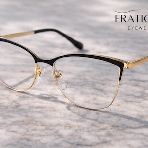 Gold Half Frame Cat Eye Metal Blue Light Glasses|Screen Protection and Computer Glasses