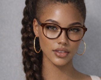 Amber Brown Cat Eye Blue Light Blocking Glasses| Lightweight RX Ready Frames| Screen Protection and Computer Glasses