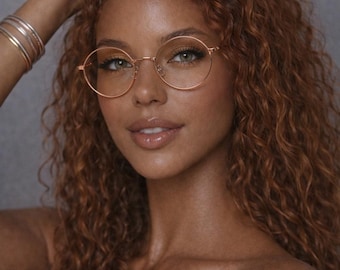 Vintage Inspired Round Copper Gold Metal Frame Glasses| 55MM Clear Lens Glasses |Aesthetic Frames