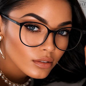 Big Jet Black Cat Eye Blue Light Glasses| Thin Frame Computer Frames|UV Protection Glasses