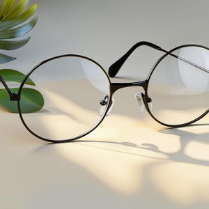 Black Blue Light Glasses Metal Frame Spectacles|Circular Frame Glasses|Screen Protection Glasses|Non Prescription Glasses|Thin Frame Glasses