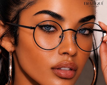 Classic Round Metal Frame Blue Light Glasses| Black Thin Frames