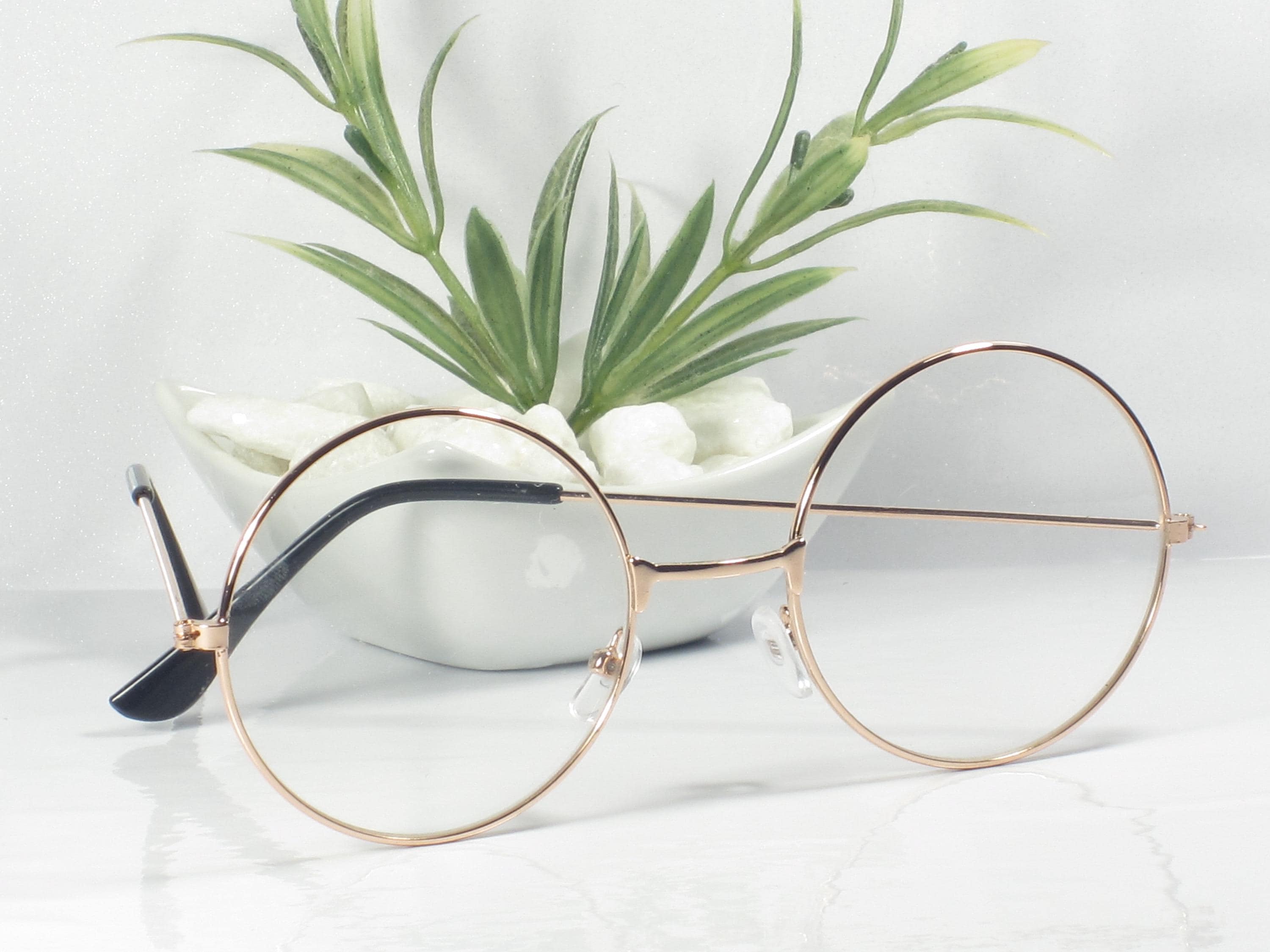 Aesthetic Gold Circle Glasses SunnyPro Gold Round Glasses Clear