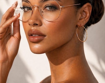 Rose Gold Blue Light Glasses| Round Metal Frame Glasses for Men and Women| Computer Glasses