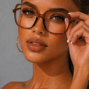 Oversized Vintage Style Amber Brown Frames| Optical Lens Ready|Thin Lightweight Frames