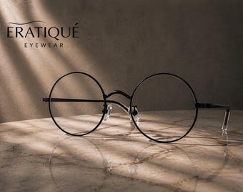 Vintage Inspired Metal Blue Light Glasses| Big Black Round Thin Frames