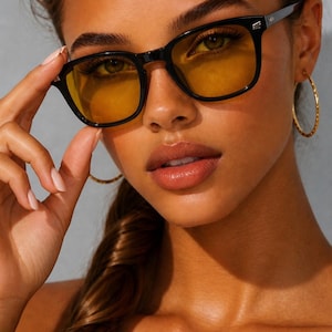 Yellow Lens Blue Light Glasses|Black Computer Lightweight Frames| Scree Protection