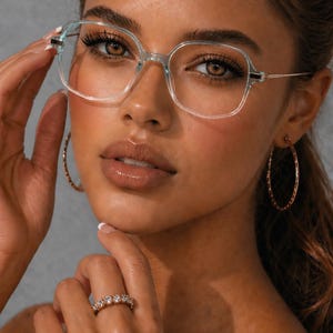 Blue Two Tone Blue Light Glasses|Metal Legs Transparent Lightweight Frames