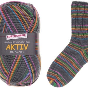 Supergarne Sock Yarn Aktiv  superwash 100g/459yd Melody #4322 FREE shipping (any two+)
