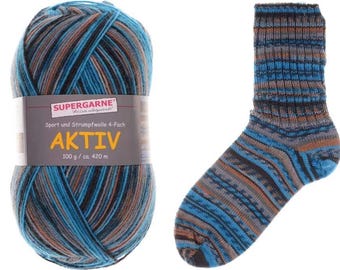 Supergarne Sock Yarn Aktiv 4-ply superwash 100g/459yd Africa #2366 FREE shipping (any two+)