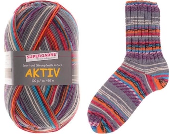 Supergarne Sock Yarn Aktiv 4-ply superwash 100g/459yd Creation #2822 FREE shipping (any two+)