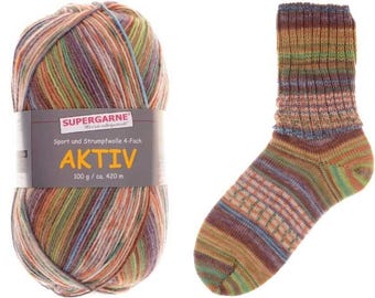 Supergarne Sock Yarn Aktiv 4-ply superwash 100g/459yd Country #8354 FREE shipping (any two+)