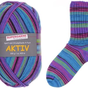 Supergarne Sock Yarn Aktiv  superwash 100g/459yd Neon #4536