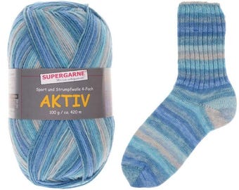 Supergarne Sock Yarn Aktiv  100g/459yd #4894 FREE shipping (any two+)