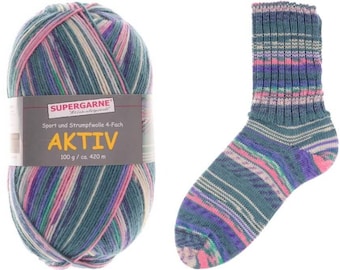 Supergarne Sock Yarn Aktiv 4-ply superwash 100g/459yd Creation #2816 FREE shipping (any two+)