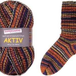 Supergarne Sock Yarn Aktiv 4-ply superwash 100g/459yd Africa #2330 FREE shipping (any two+)