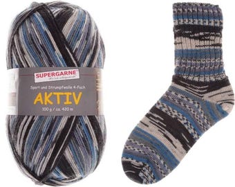Supergarne Sock Yarn Aktiv 4-ply superwash 100g/459yd Bergen #377-78 FREE shipping (any two+)