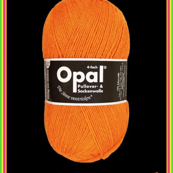 Opal Sock Yarn Uni Solid, 100g/465 yds, #2013 Neon Orange FREE shipping (any two+)