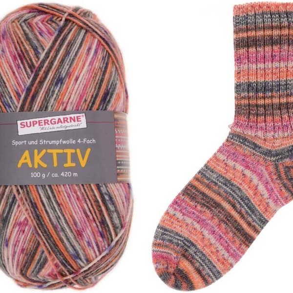 Supergarne Sock Yarn Aktiv  superwash 100g/459yd Candy #4275 FREE shipping (any two+)
