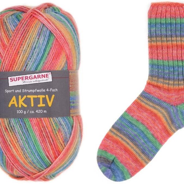 Supergarne Sock Yarn Aktiv 4-ply superwash  100g/459yd Ireland III 4138 FREE shipping (any two+)