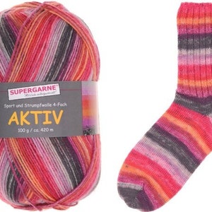 Supergarne Sock Yarn Aktiv  100g/459yd, #4876 FREE shipping (any two+)