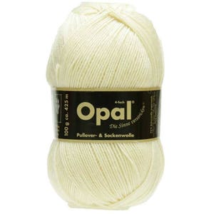 Opal Sock Yarn Uni Solid, 100g/465 yds, #3081 Off-White, Cream FREE shipping (any two+)